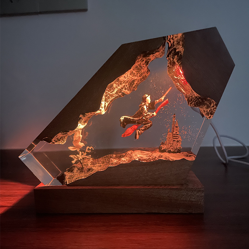 مصباح ليلي من الخشب والراتنج ا - مراجعة Home Decor Resin وسعره