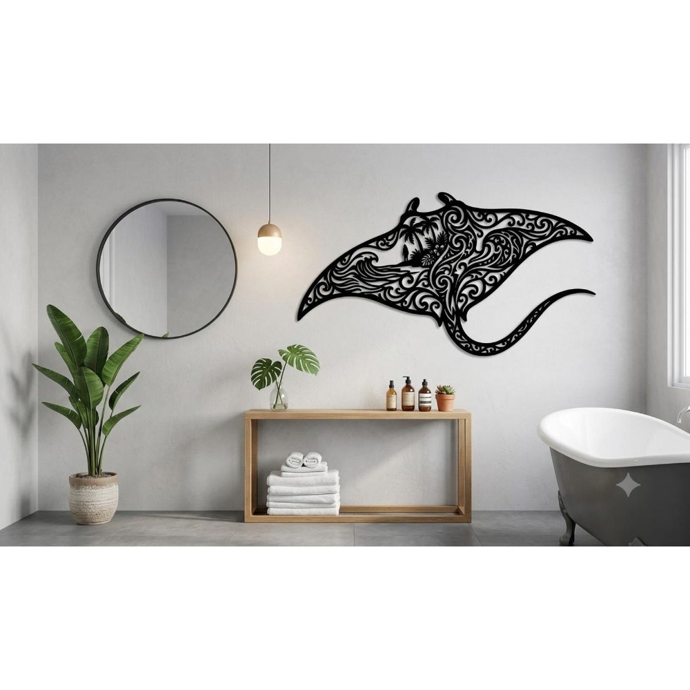 لوحة جدارية معدنية بتصميم سمكة - مراجعة Home Decor Brand وسعره