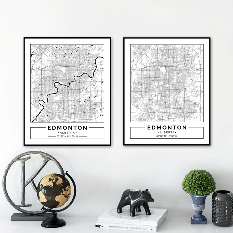 إدمونتون ألبيرتا خريطة أسود أب - مراجعة Home Decor Canada وسعره